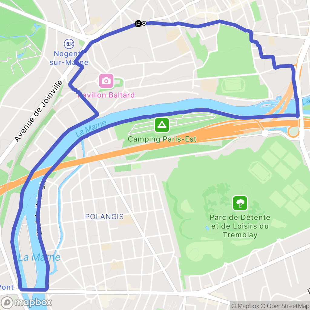 Nogent-sur-Marne : carte du parcours de randonnée - France