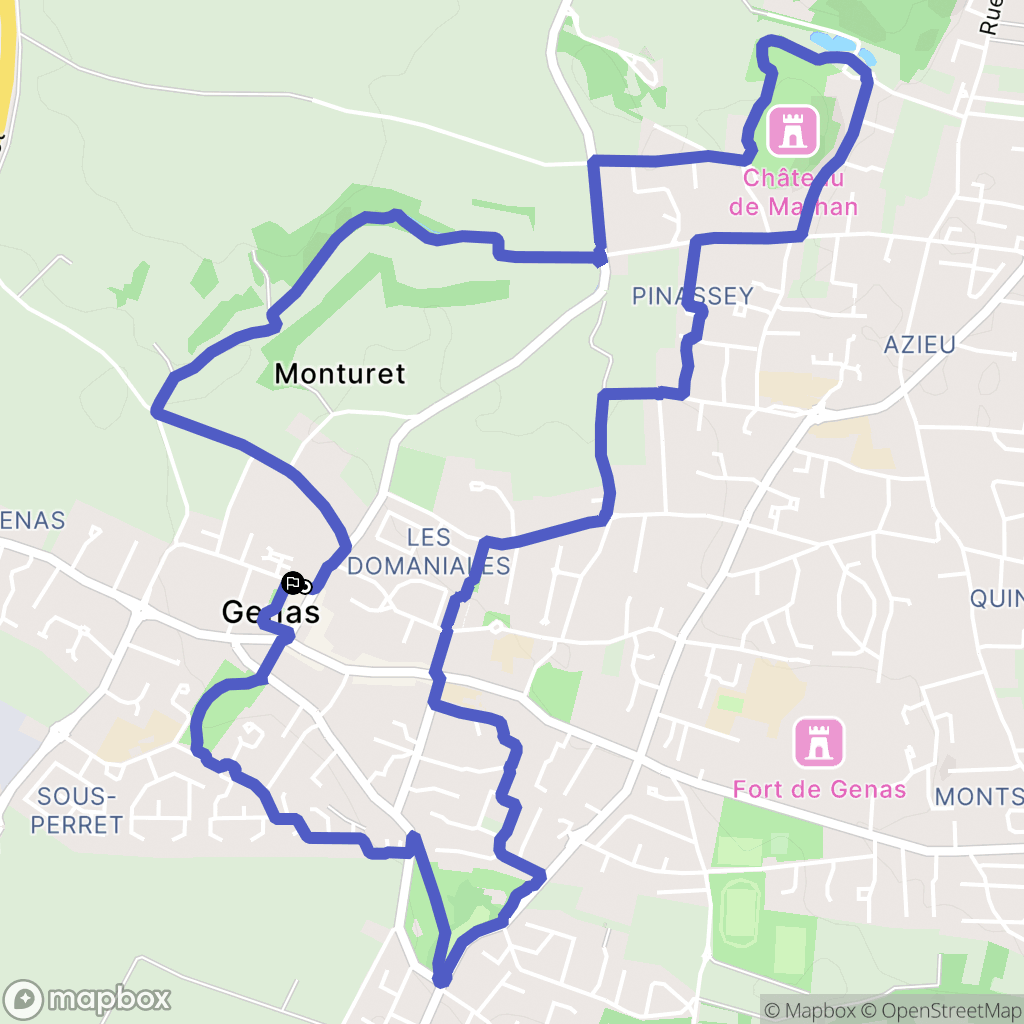 Genas : carte du parcours de randonnée - France