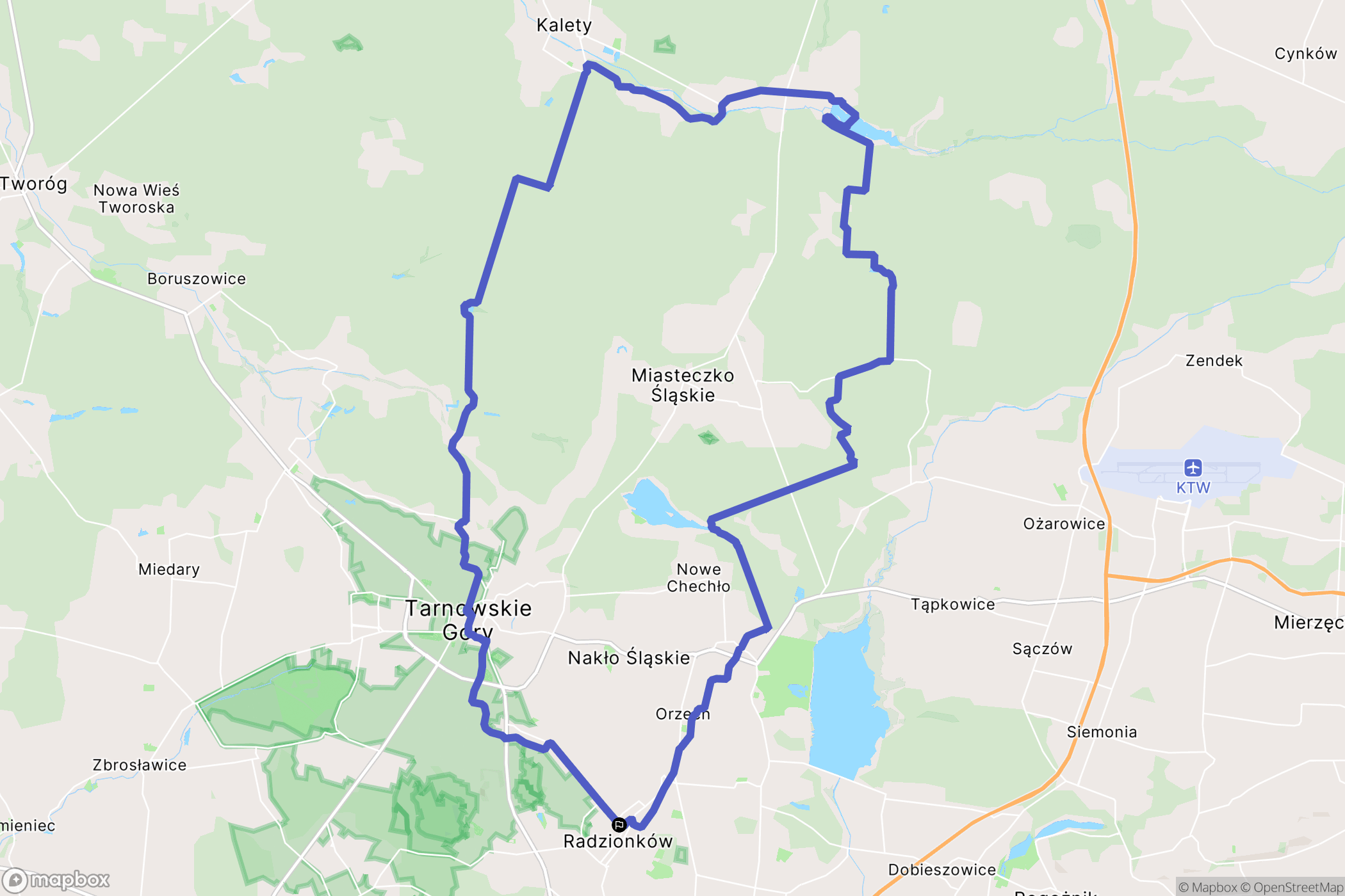 Radzionków: mapa trasy - Poland