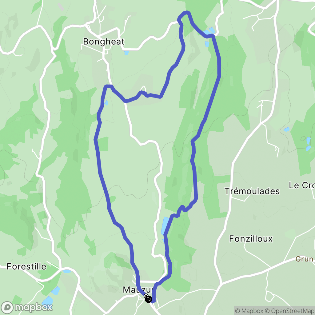 Mauzun : carte du parcours de randonnée - France
