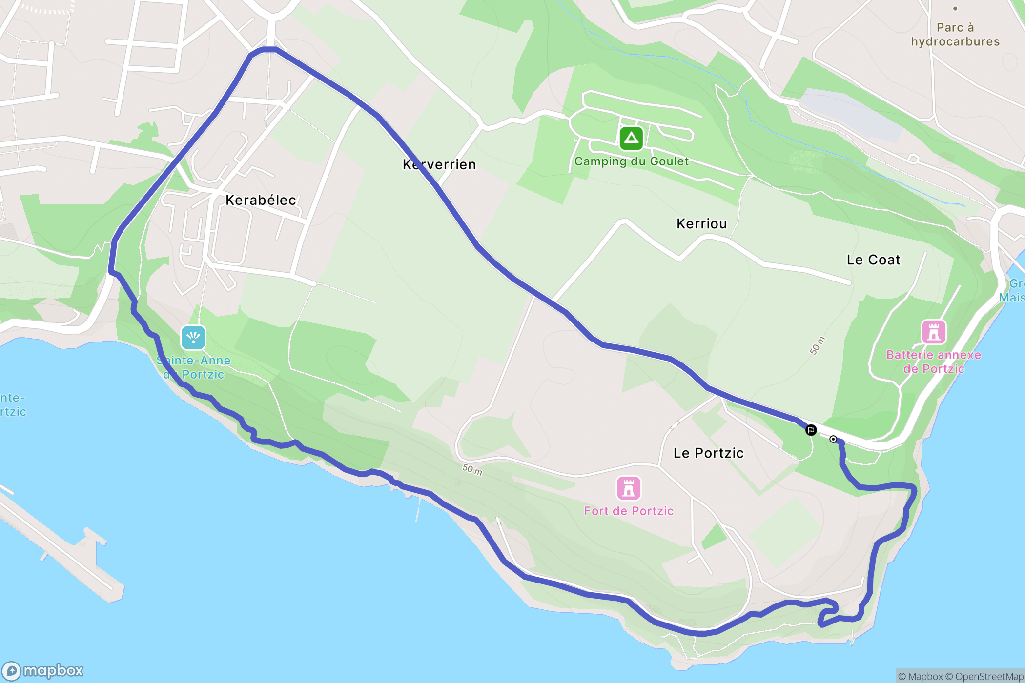 Brest : carte du parcours de randonnée - France