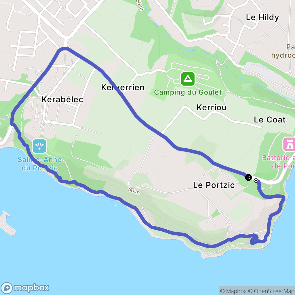 Brest : carte du parcours de randonnée - France