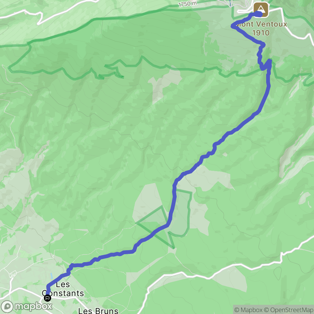 Bédoin : carte du parcours de randonnée - France