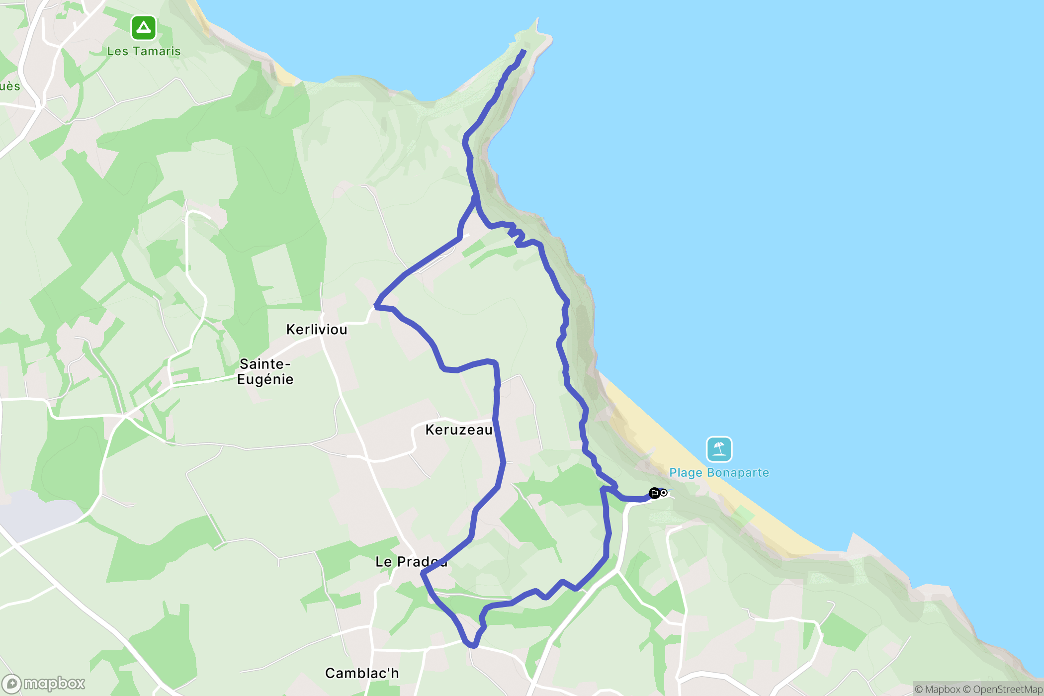Plouha : carte du parcours de randonnée - France