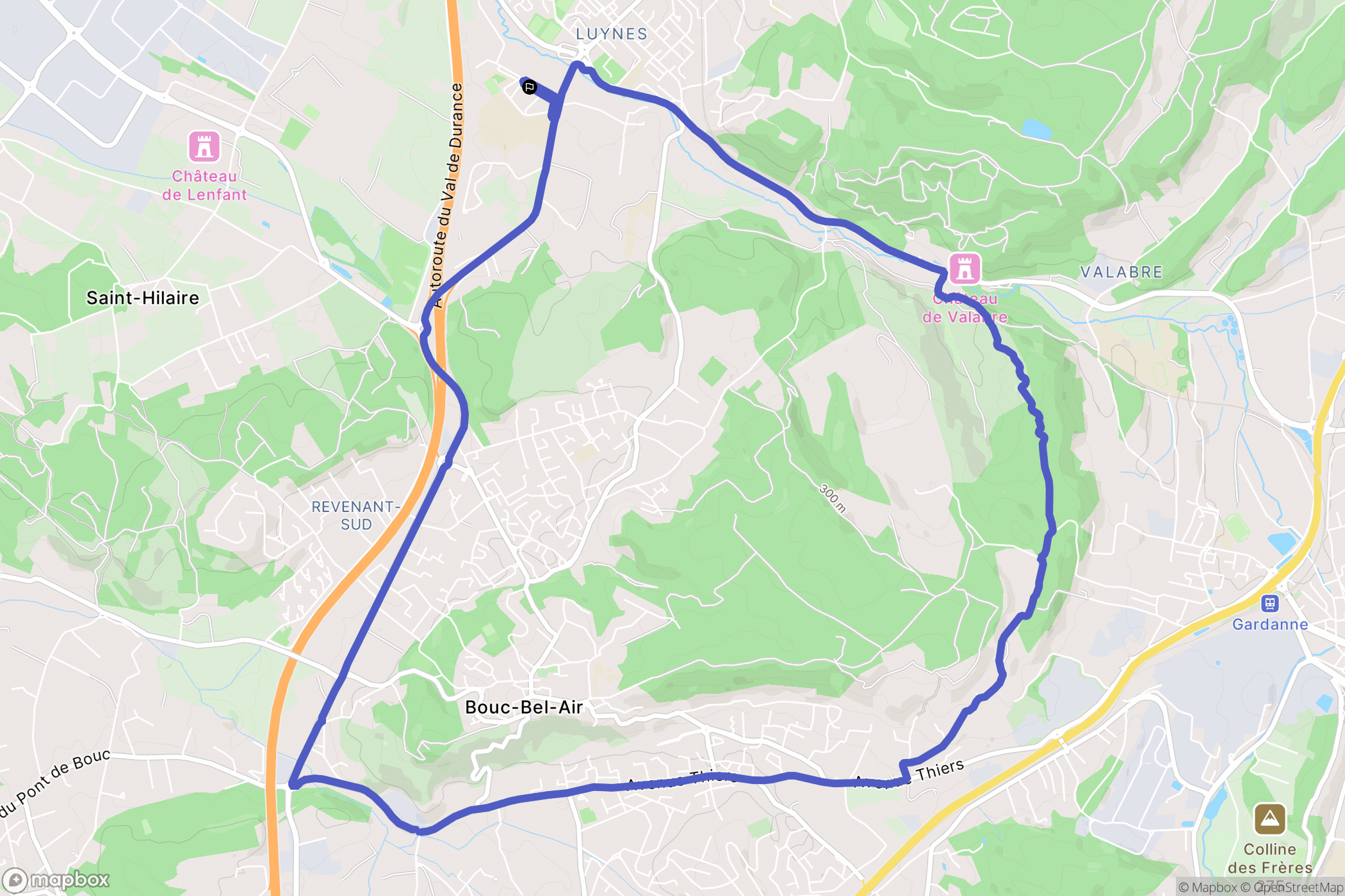 Aix-en-Provence : carte du parcours de randonnée - France