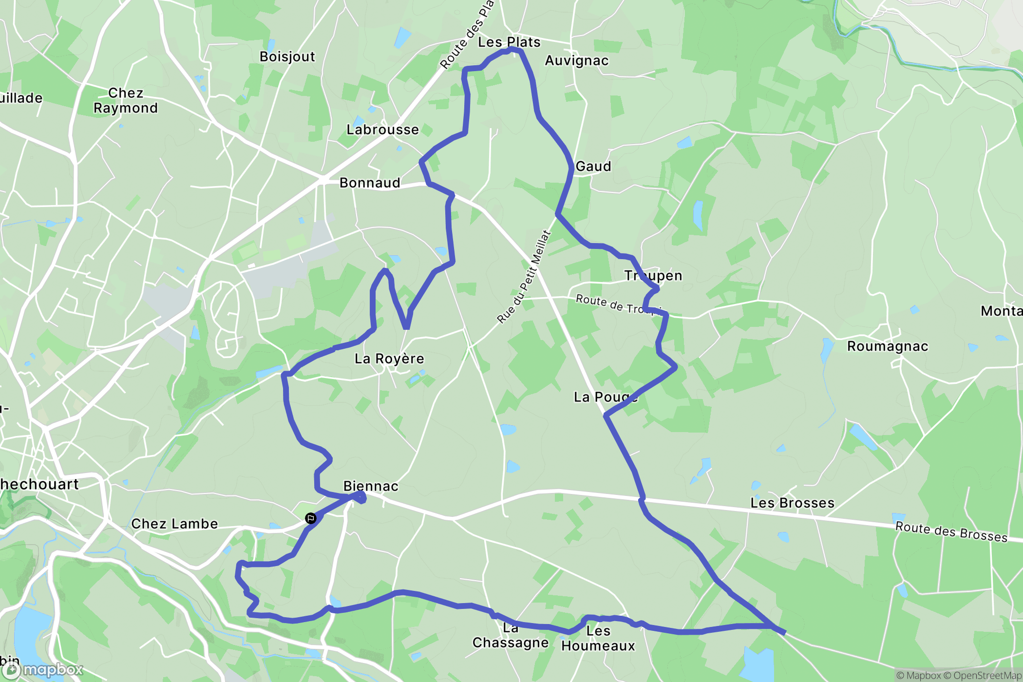 Rochechouart : carte du parcours de randonnée - France