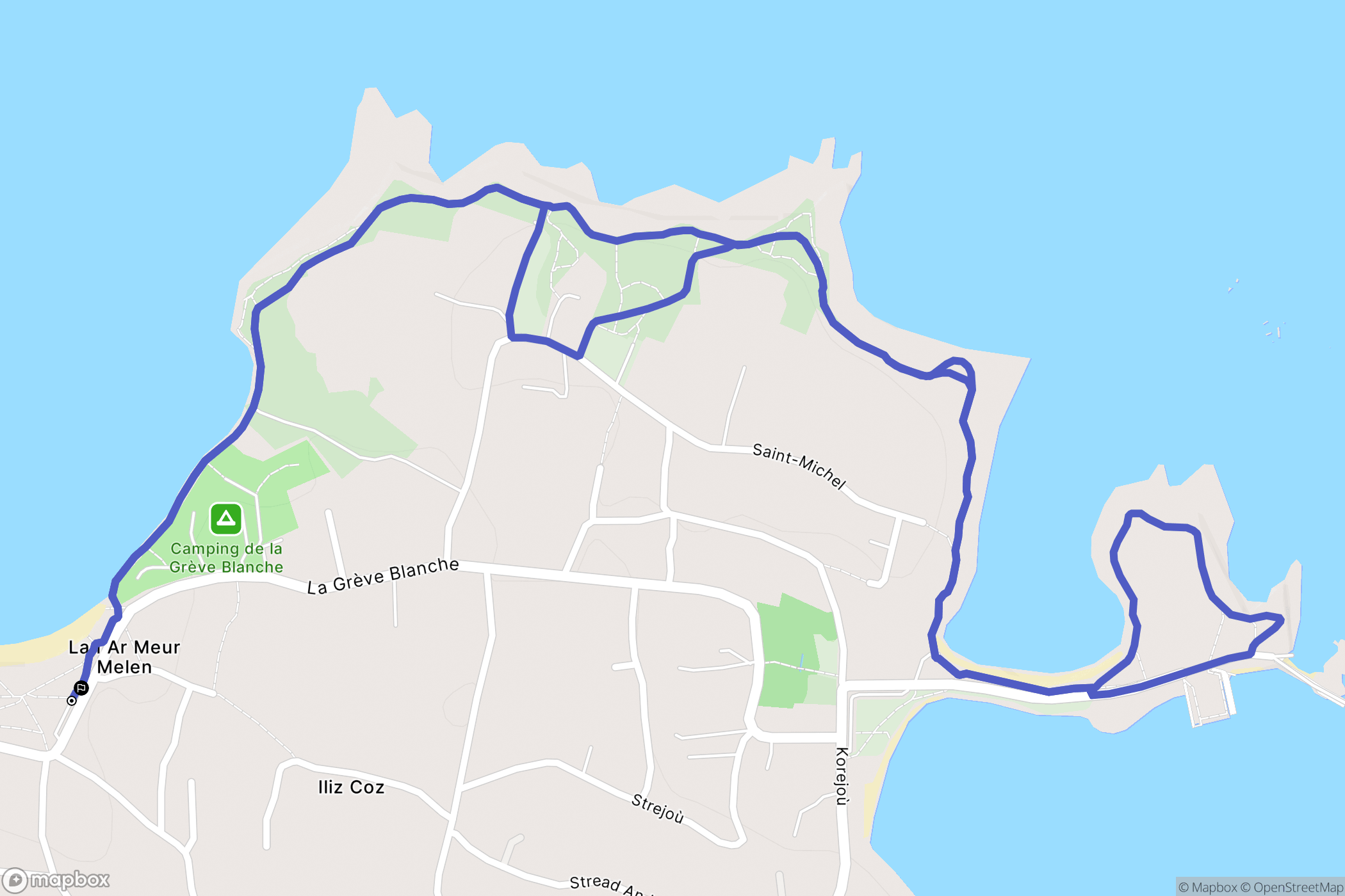 Plouguerneau : carte du parcours de randonnée - France