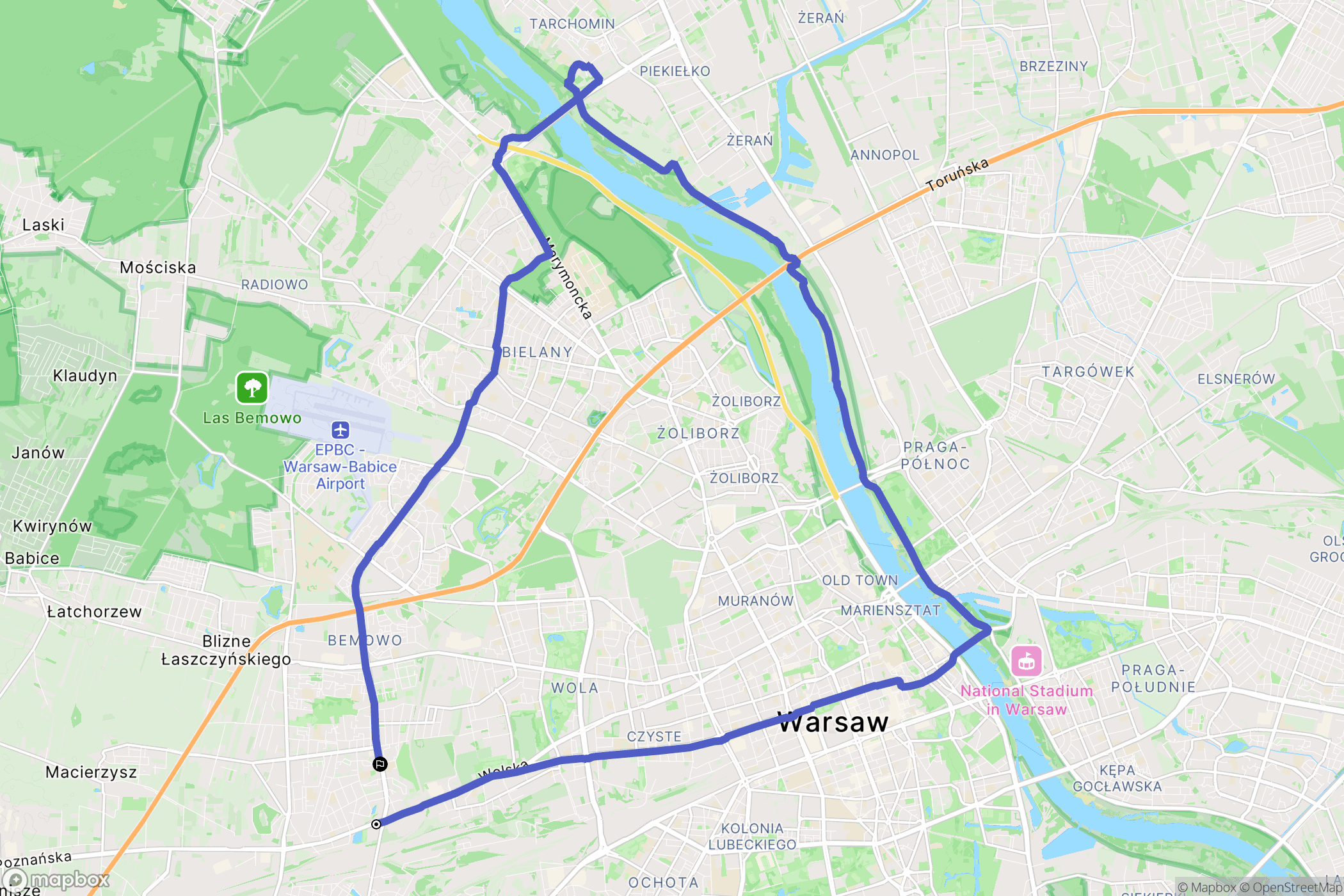 Warszawa: mapa trasy - Poland