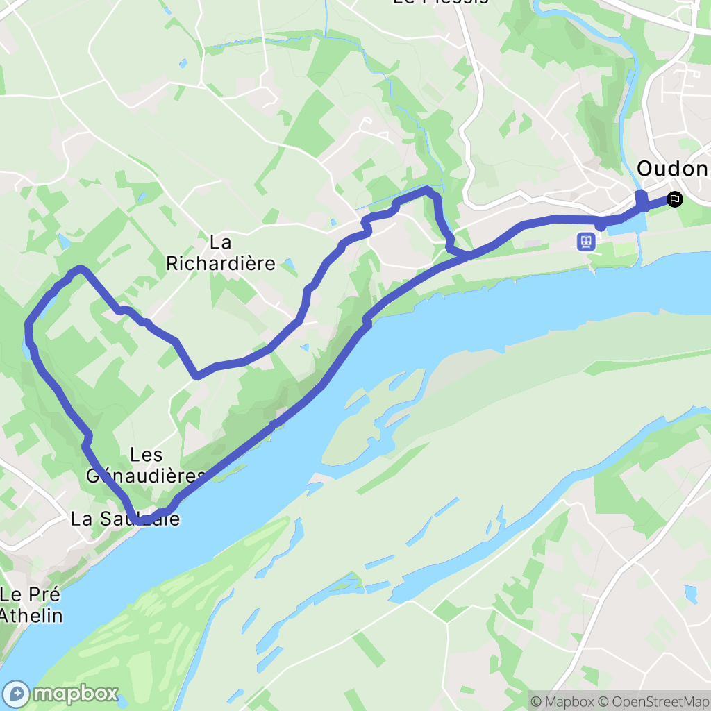Oudon : carte du parcours de randonnée - France