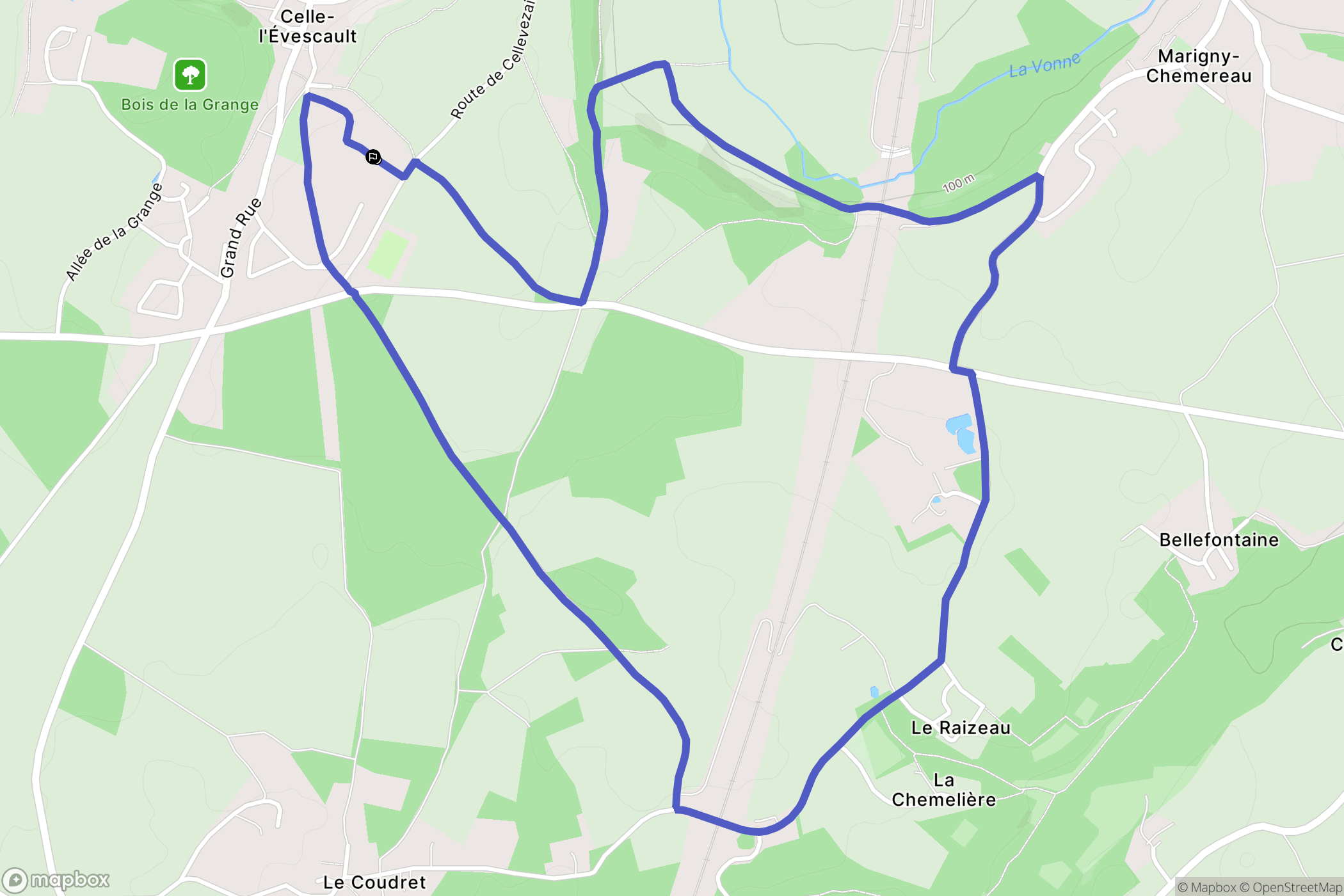Celle-Lévescault : carte du parcours de randonnée - France