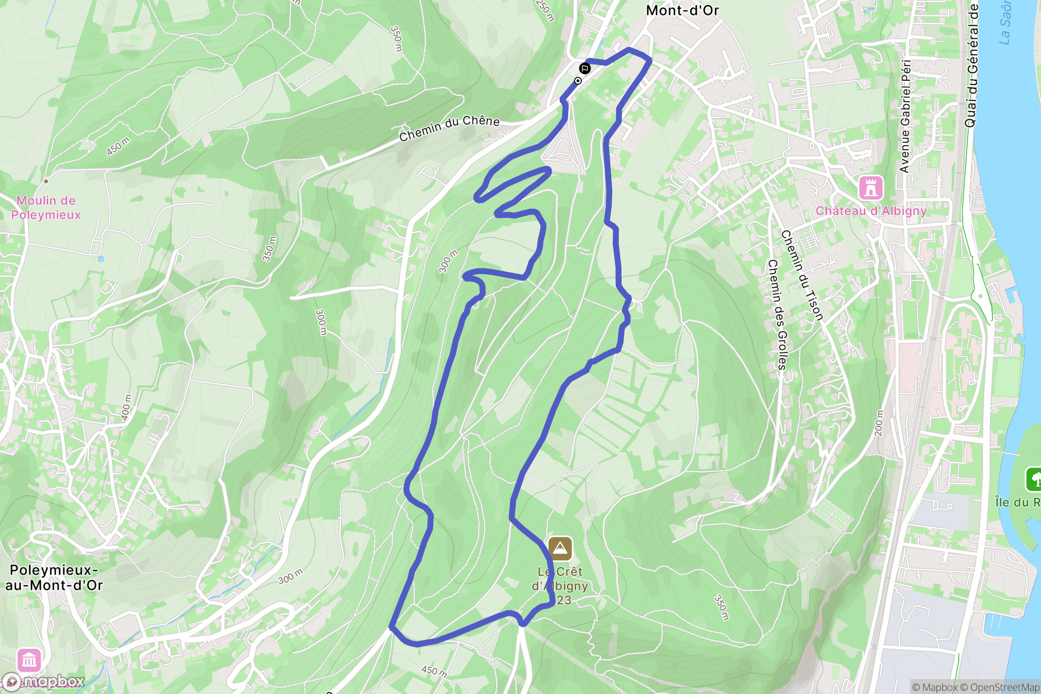 Curis-au-Mont-d'Or : carte du parcours de randonnée - France