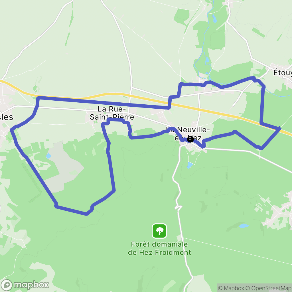 La Neuville-en-Hez : carte du parcours de randonnée - France