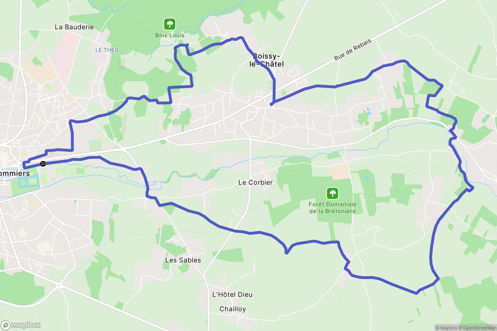 Coulommiers : carte du parcours de randonnée - France
