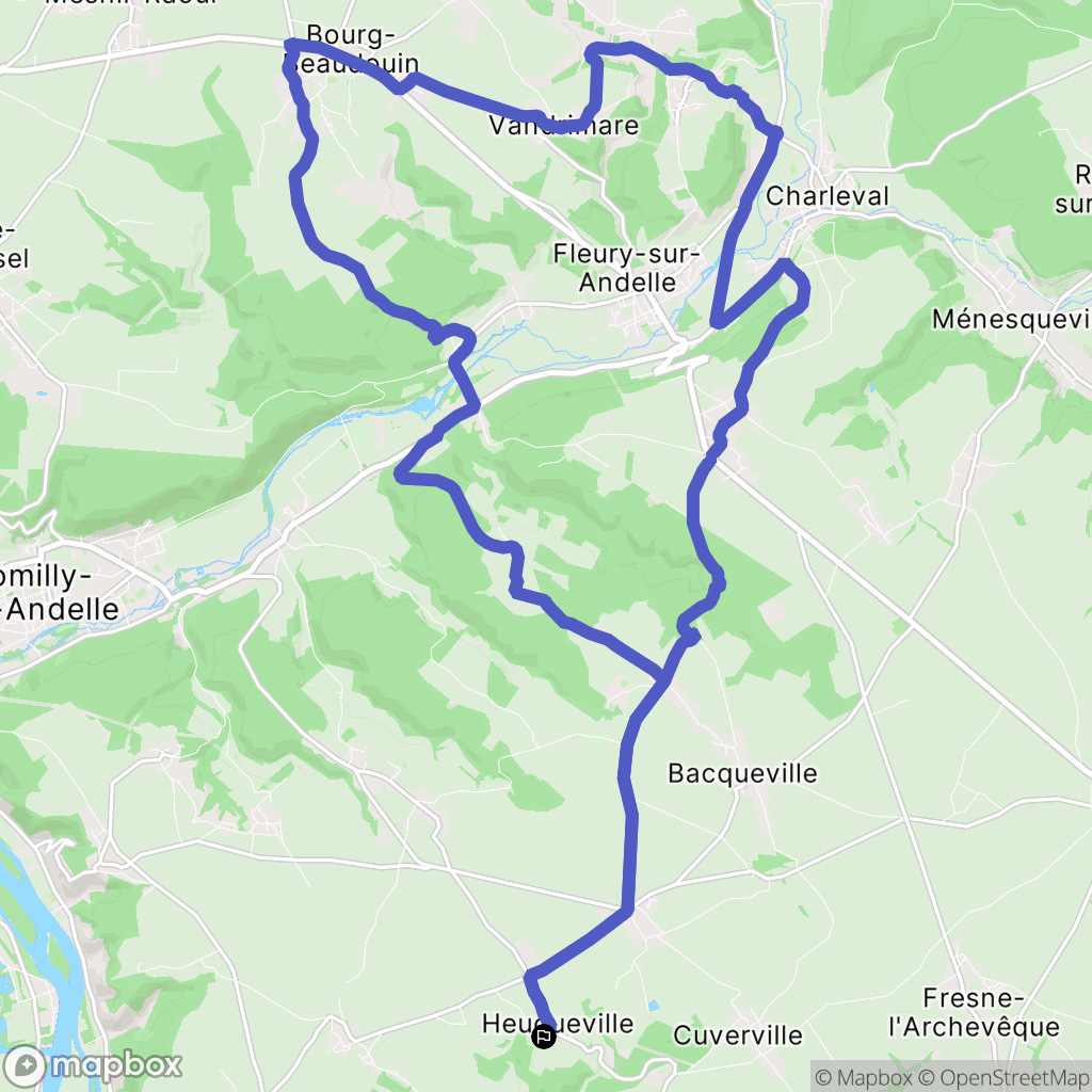 Heuqueville : carte du parcours de randonnée - France