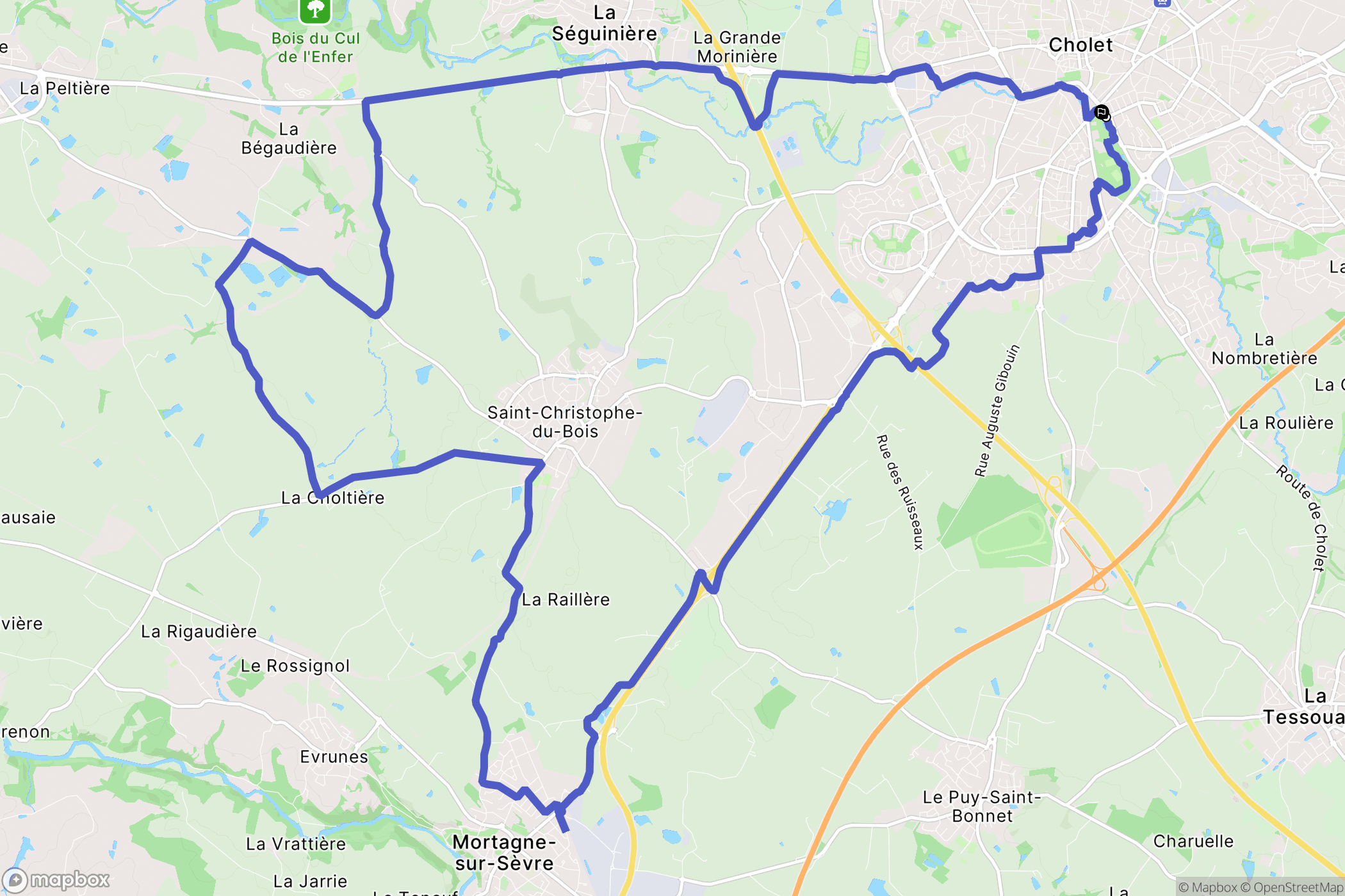Cholet : carte du parcours de randonnée - France