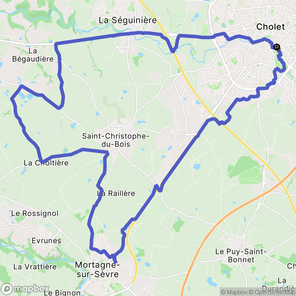 Cholet : carte du parcours de randonnée - France