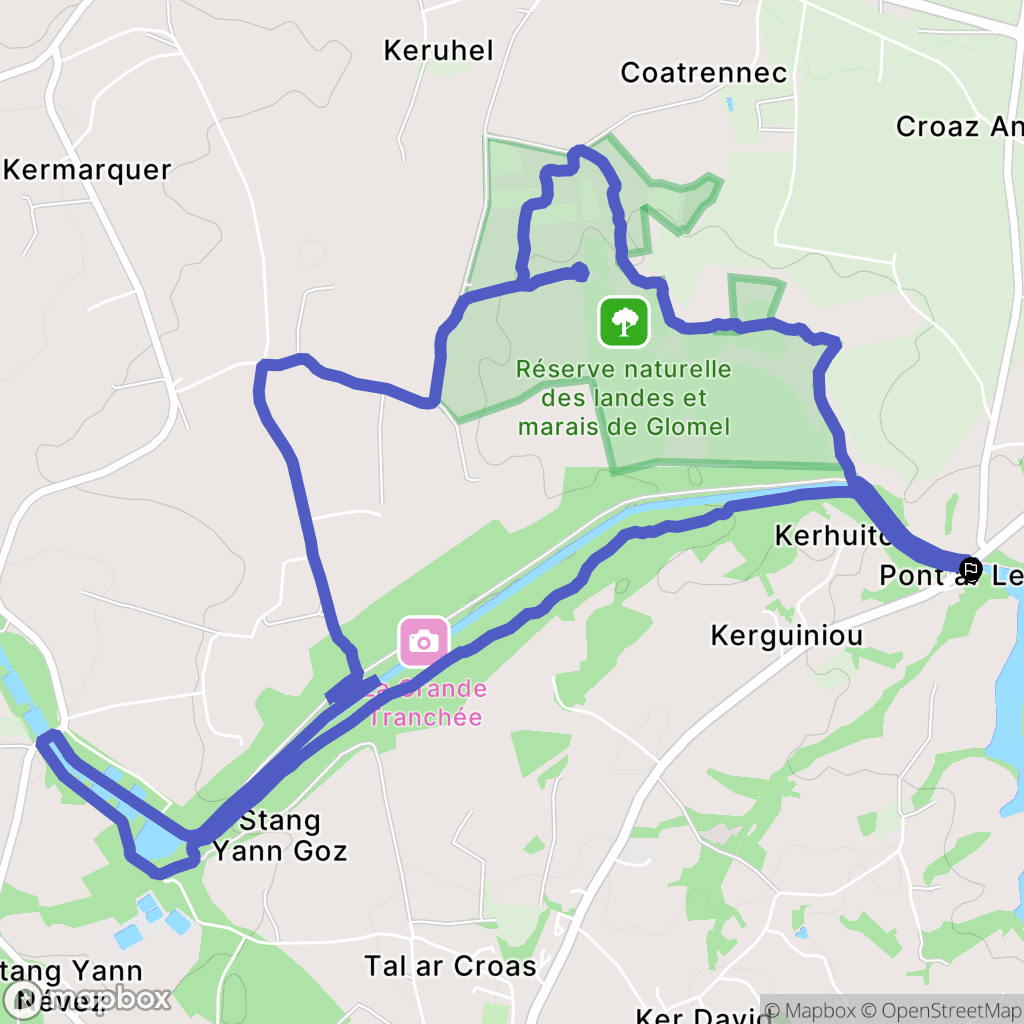 Glomel : carte du parcours de randonnée - France