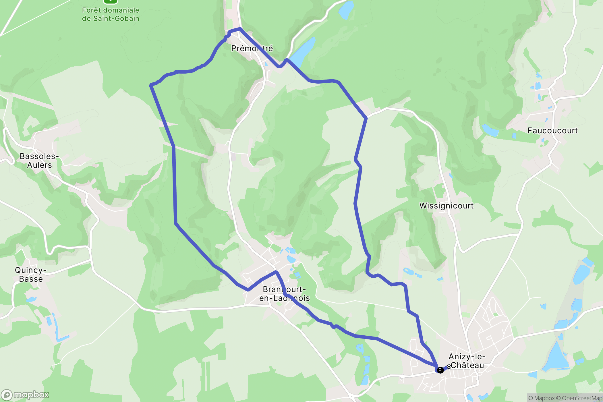 Anizy-le-Grand : carte du parcours de randonnée - France