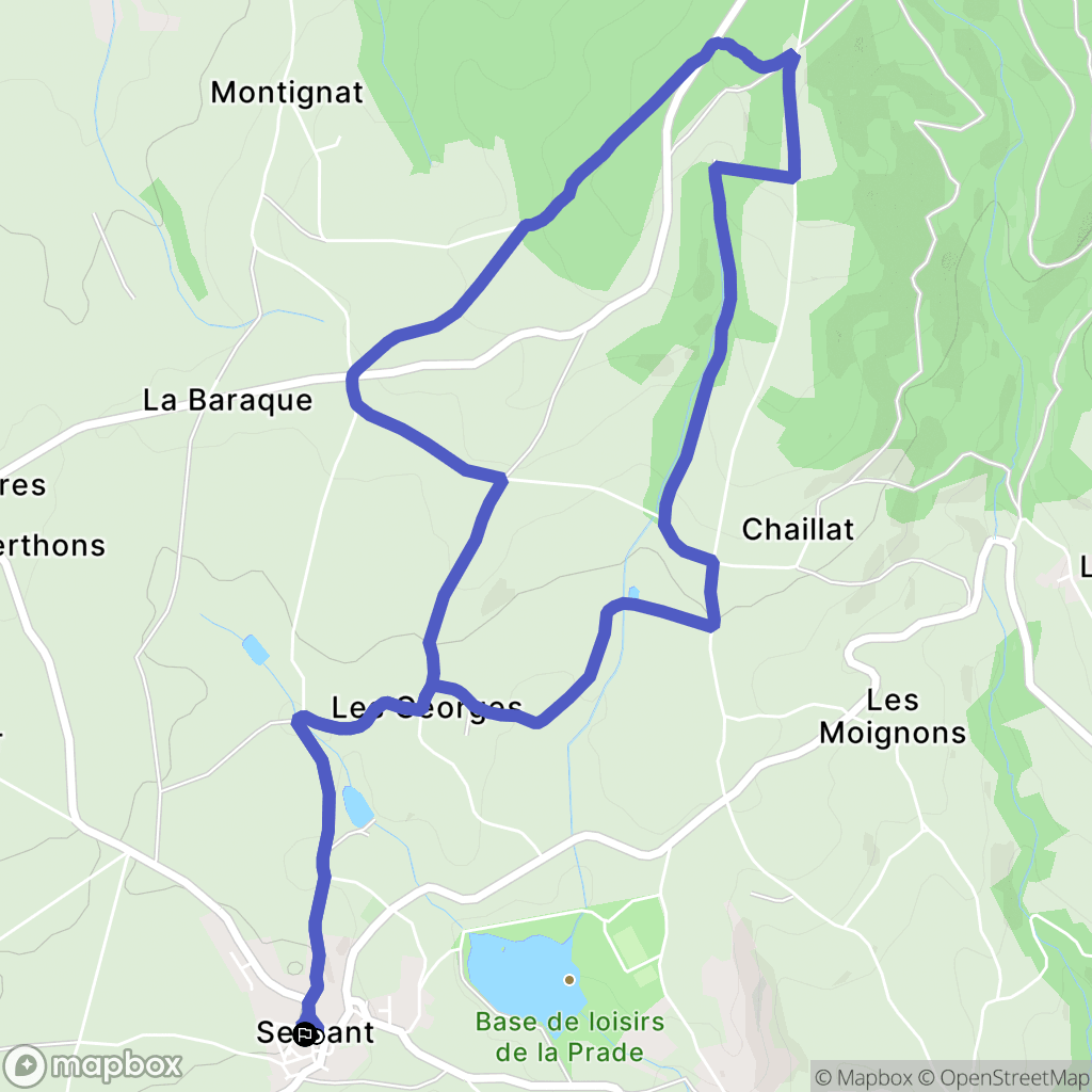 Servant : carte du parcours de randonnée - France