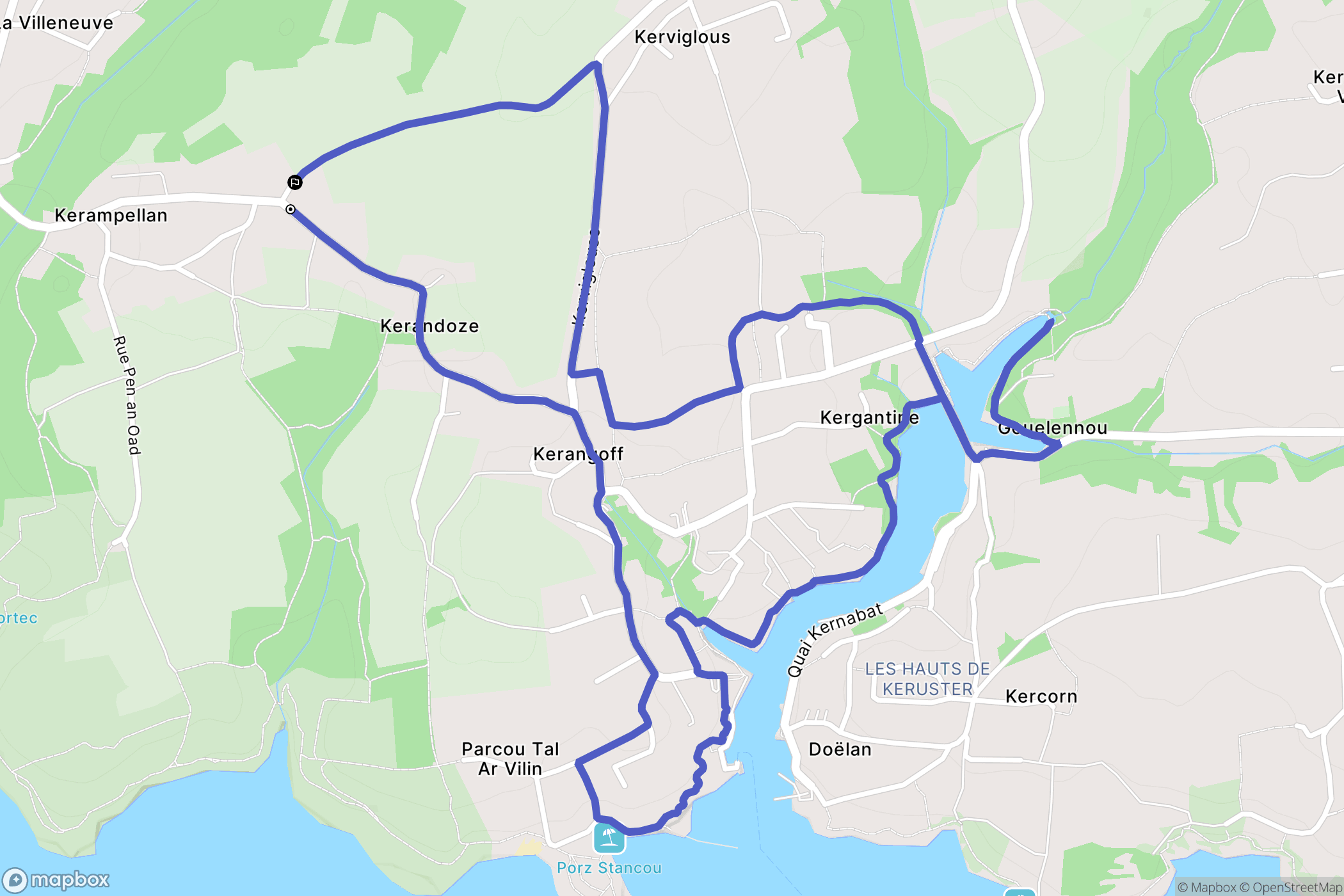 Moëlan-sur-Mer : carte du parcours de randonnée - France
