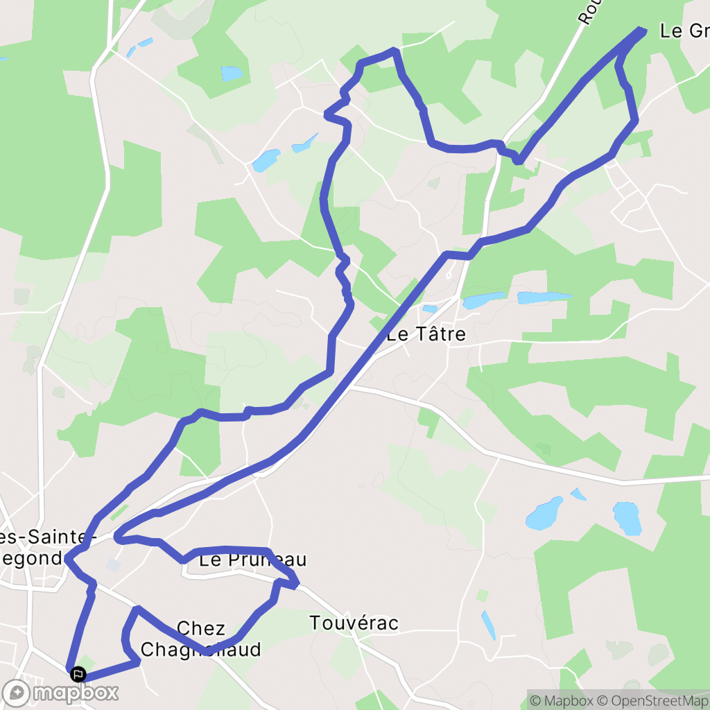 Baignes-Sainte-Radegonde : carte du parcours de randonnée - France