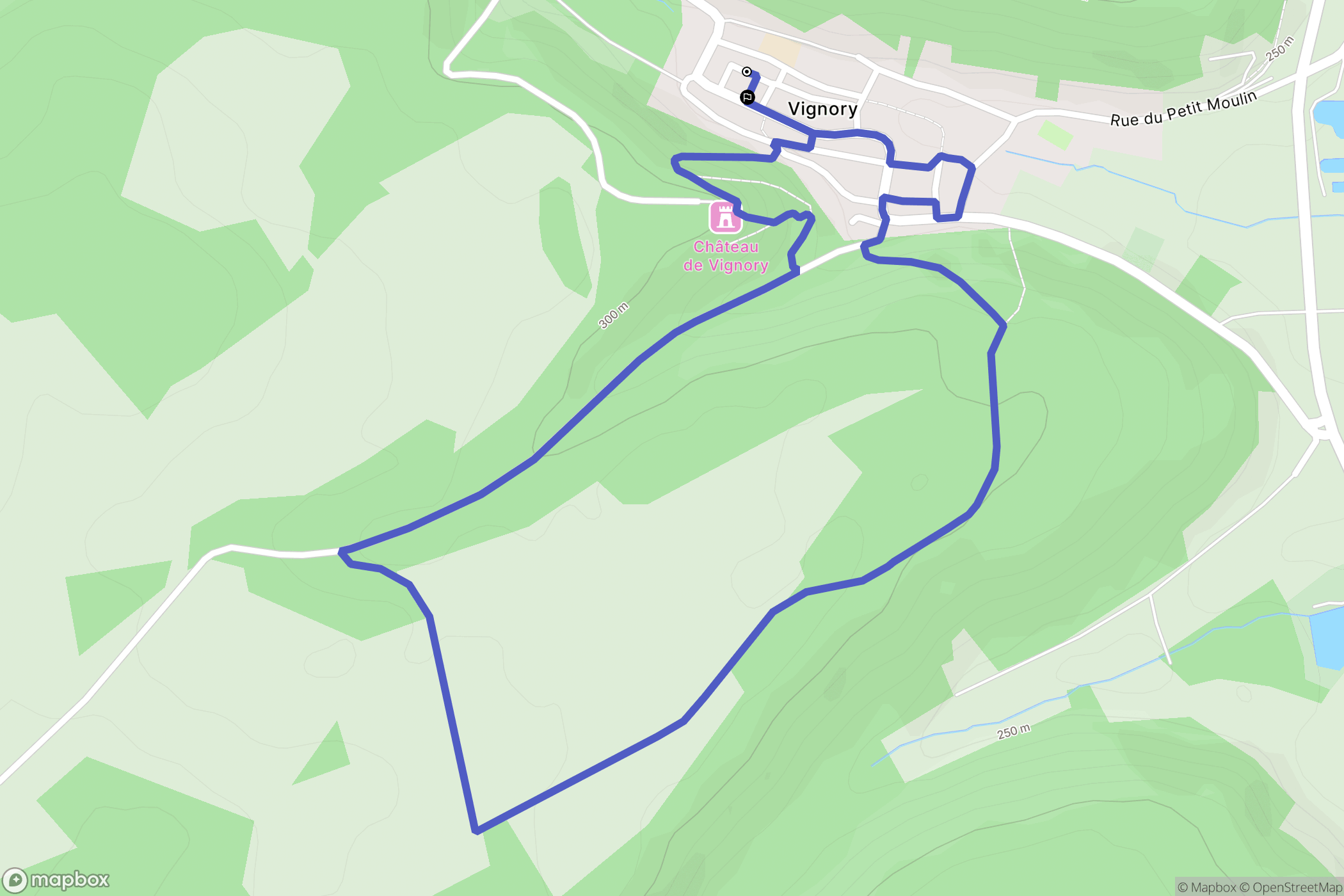 Vignory : carte du parcours de randonnée - France