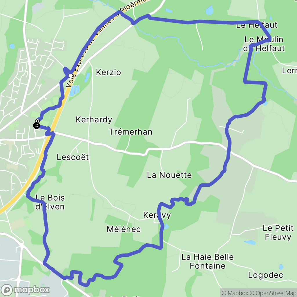 Elven : carte du parcours de randonnée - France