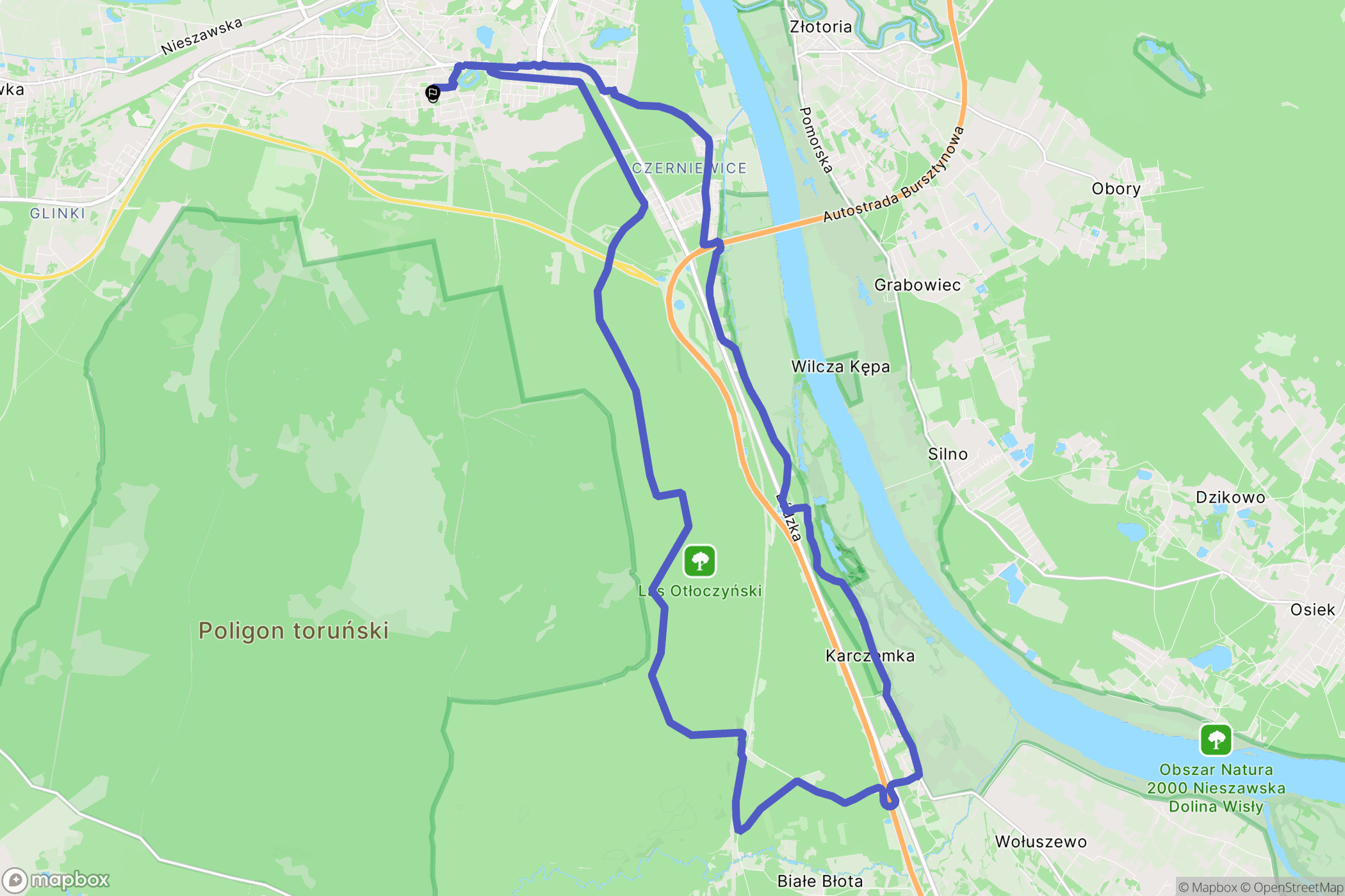 Toruń: mapa trasy - Poland
