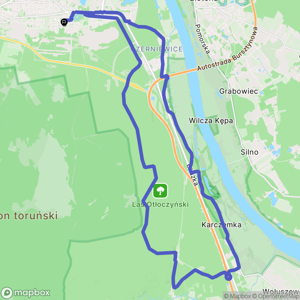 Toruń: mapa trasy - Poland