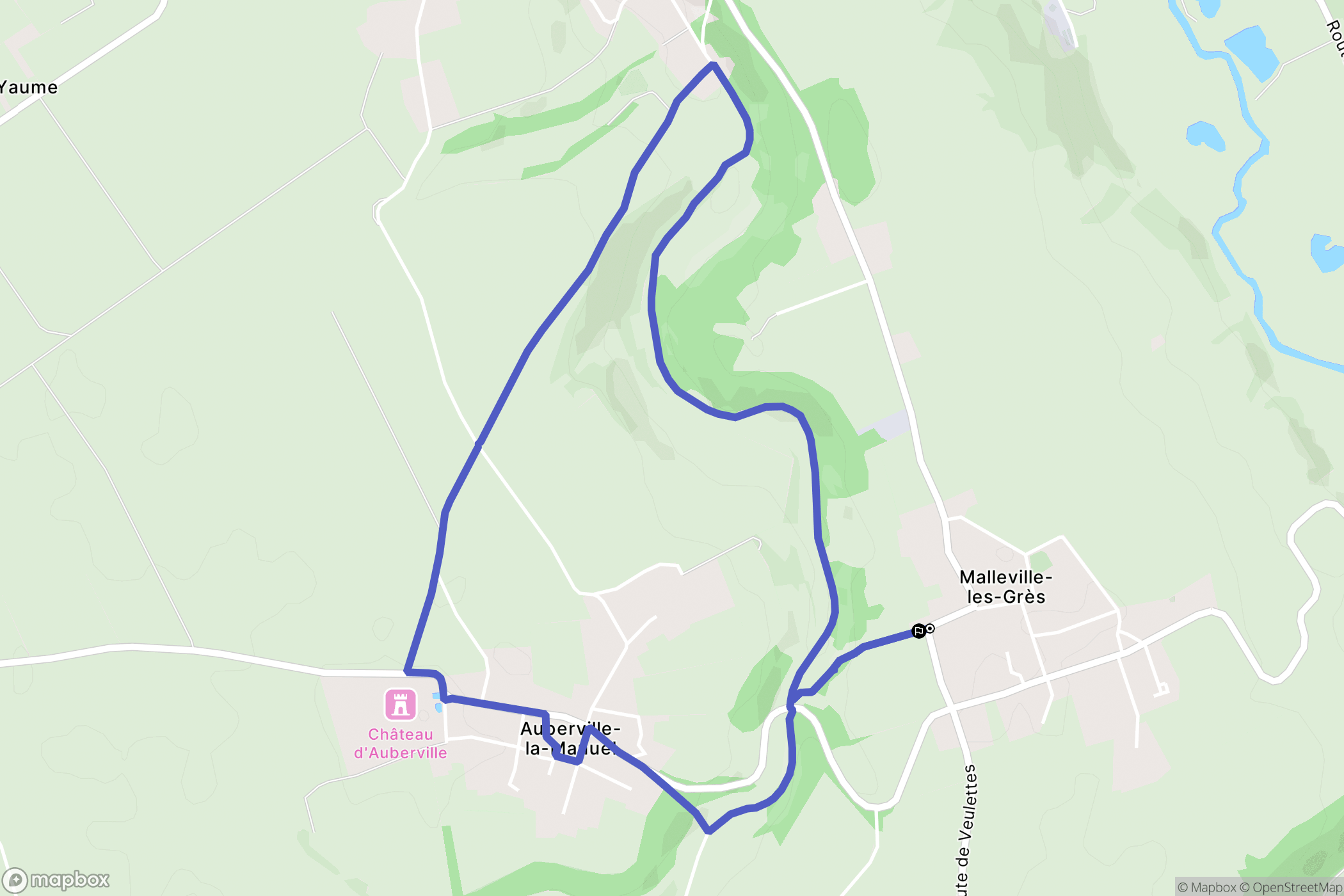 Malleville-les-Grès : carte du parcours de randonnée - France