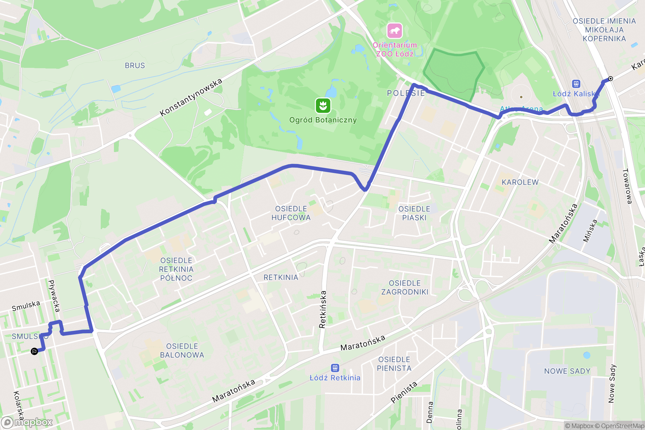 Łódź: mapa trasy - Poland