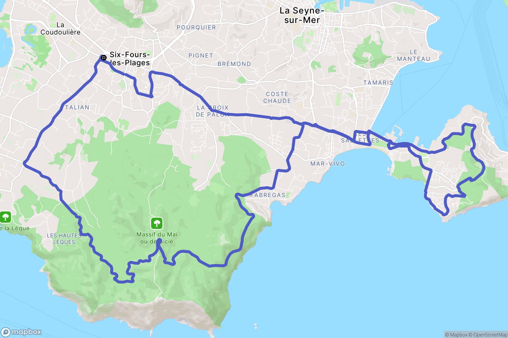 Six-Fours-les-Plages : carte du parcours de randonnée - France