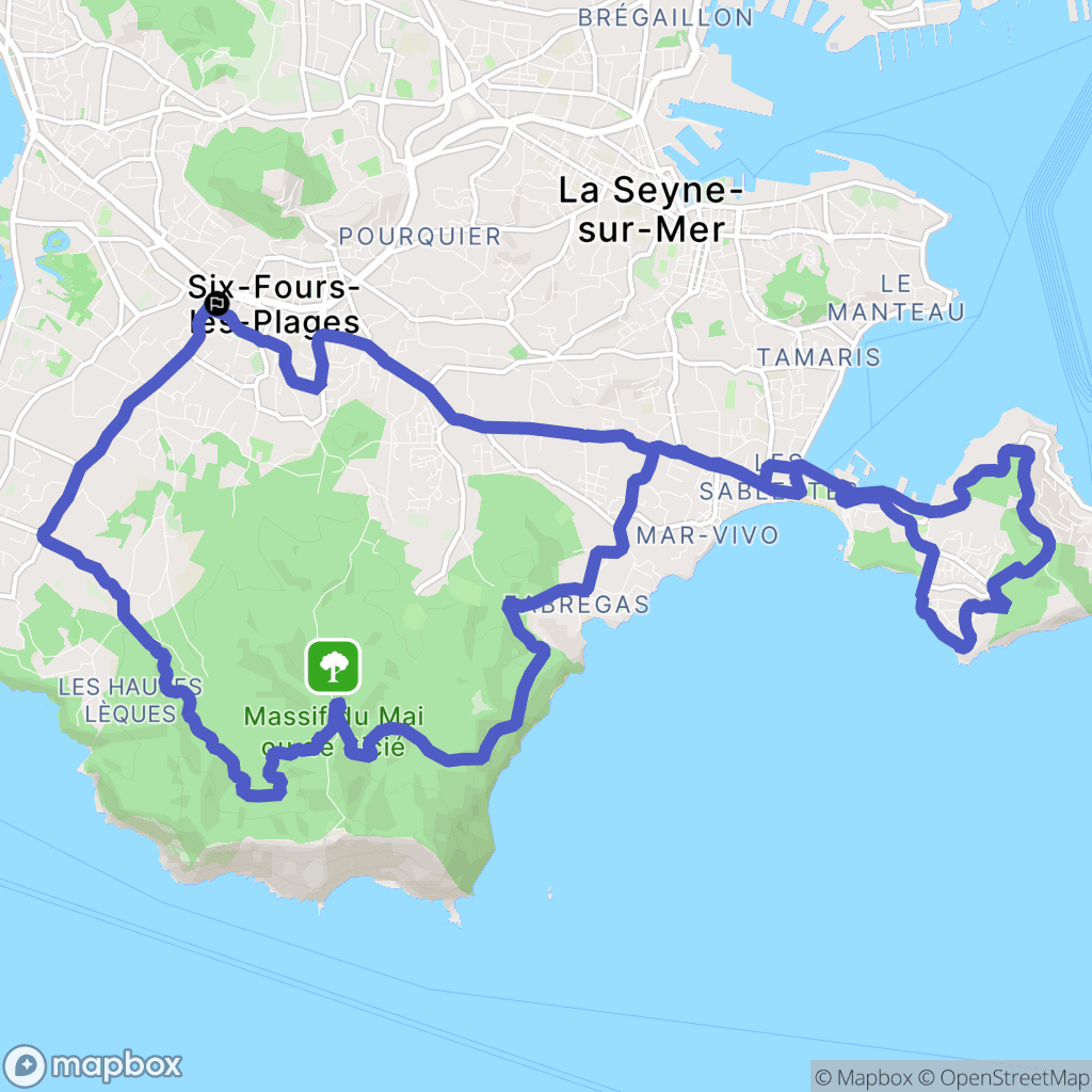 Six-Fours-les-Plages : carte du parcours de randonnée - France