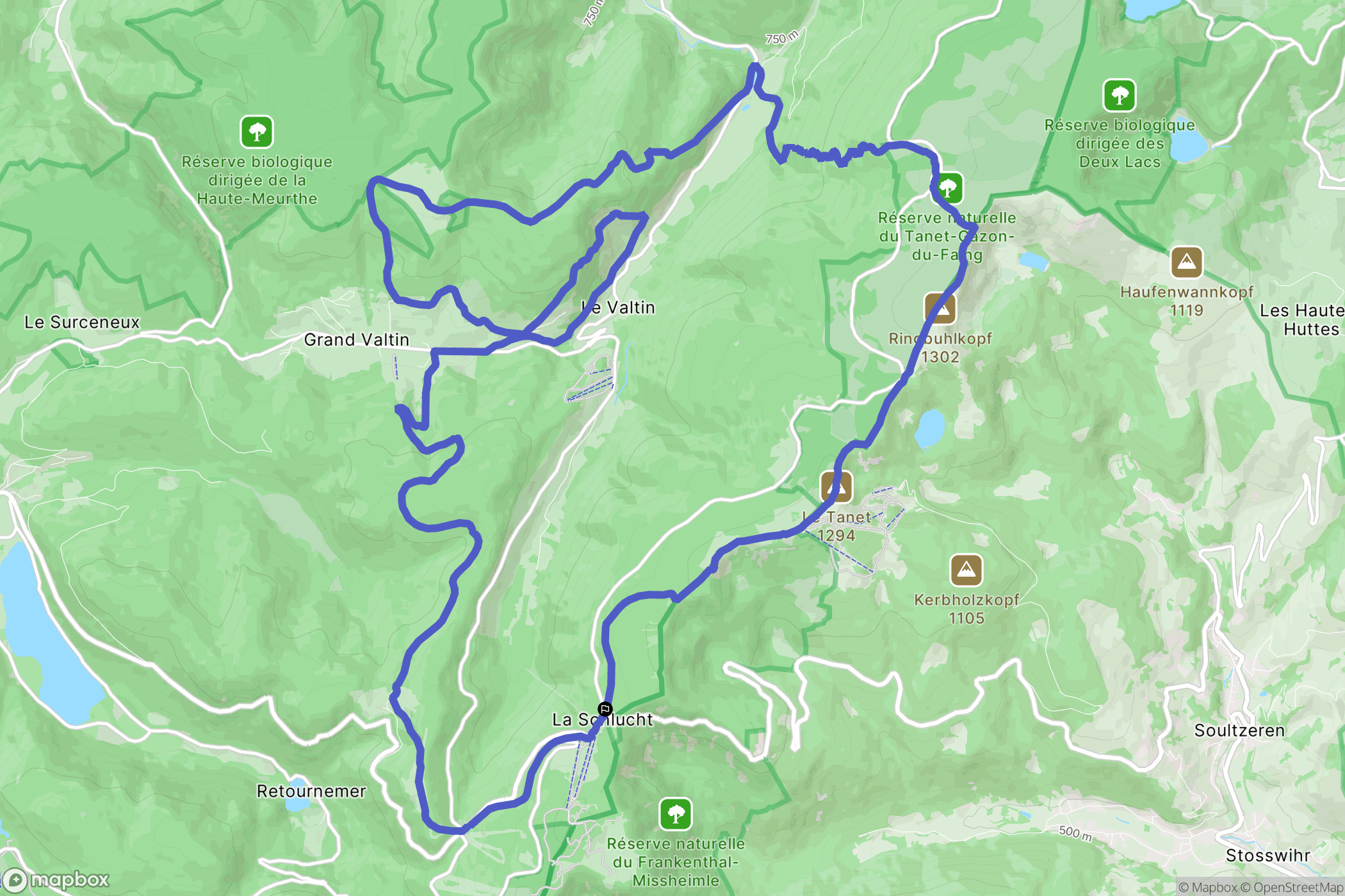 Le Valtin : carte du parcours de randonnée - France