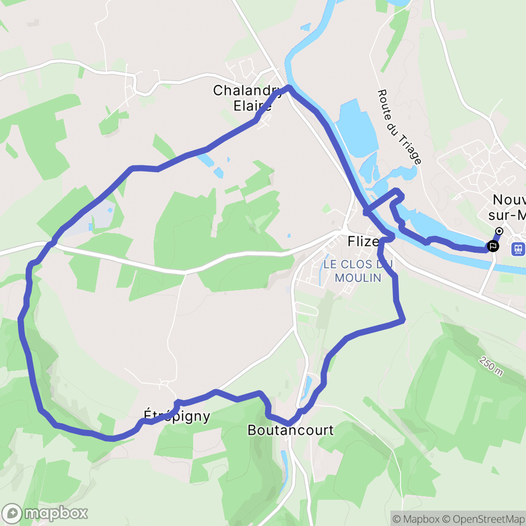 Nouvion-sur-Meuse : carte du parcours de randonnée - France