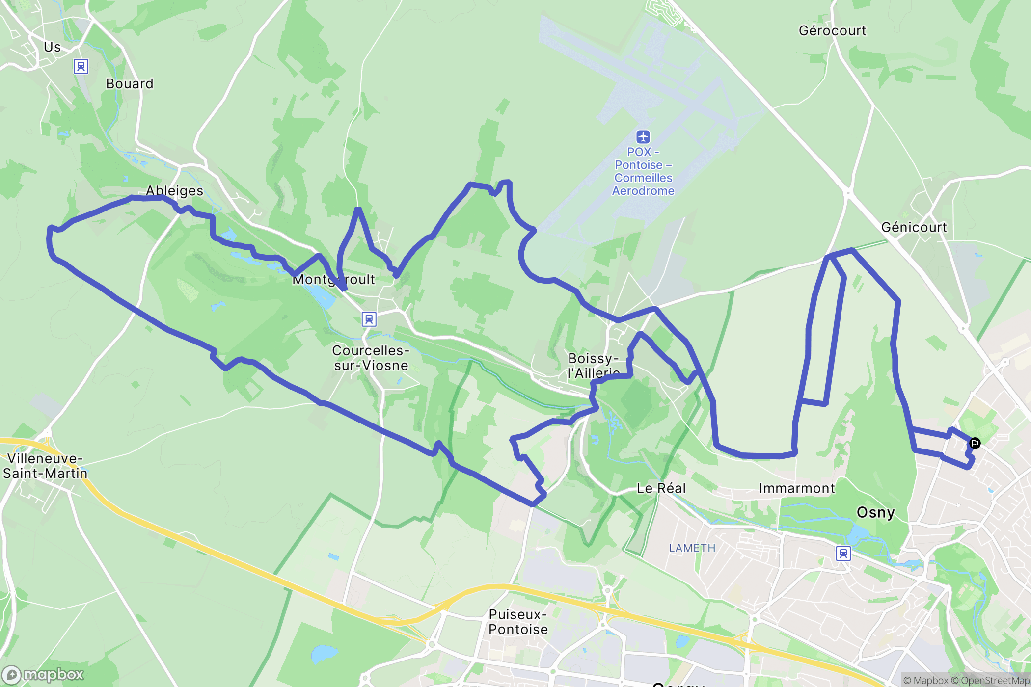 Osny : carte du parcours de randonnée - France