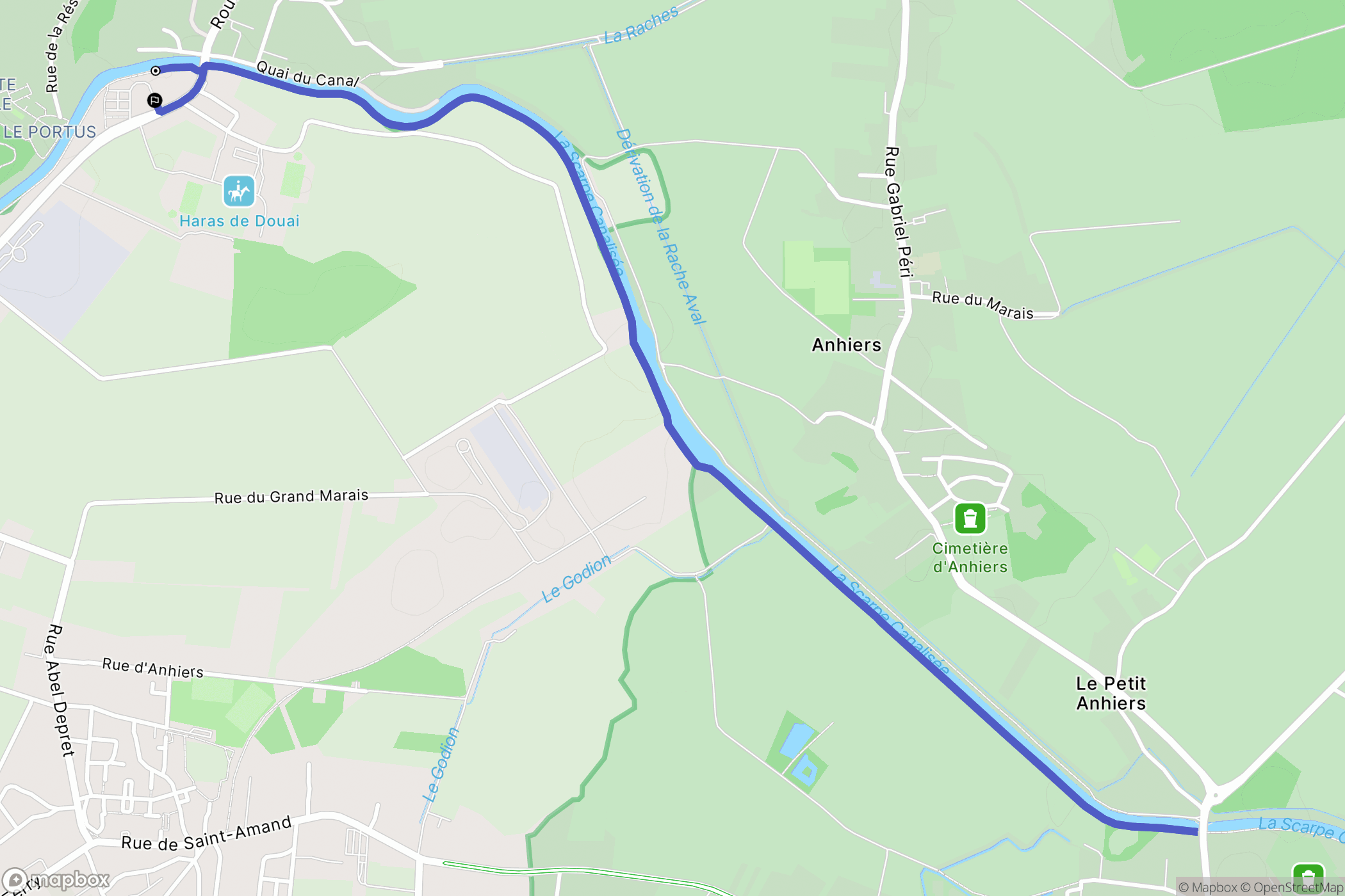 Douai : carte du parcours de randonnée - France
