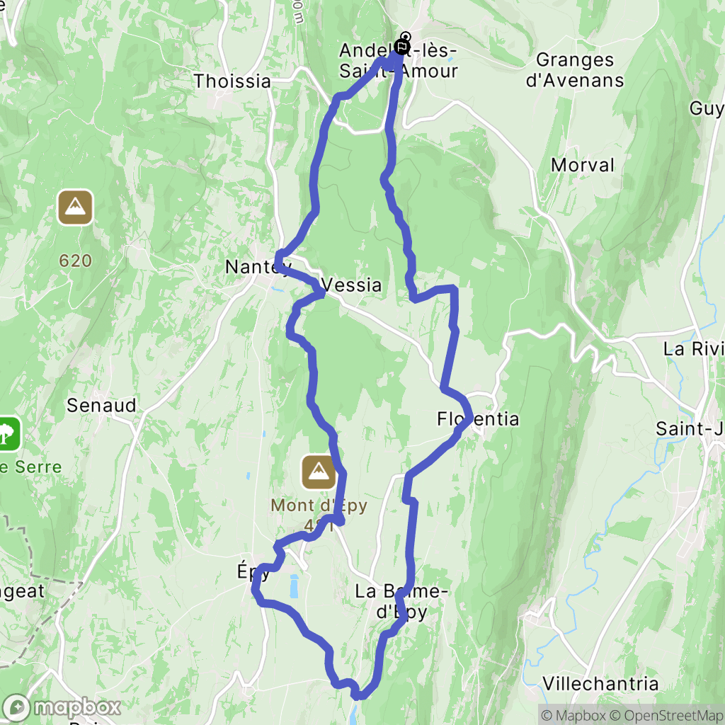 Andelot-Morval : carte du parcours de randonnée - France