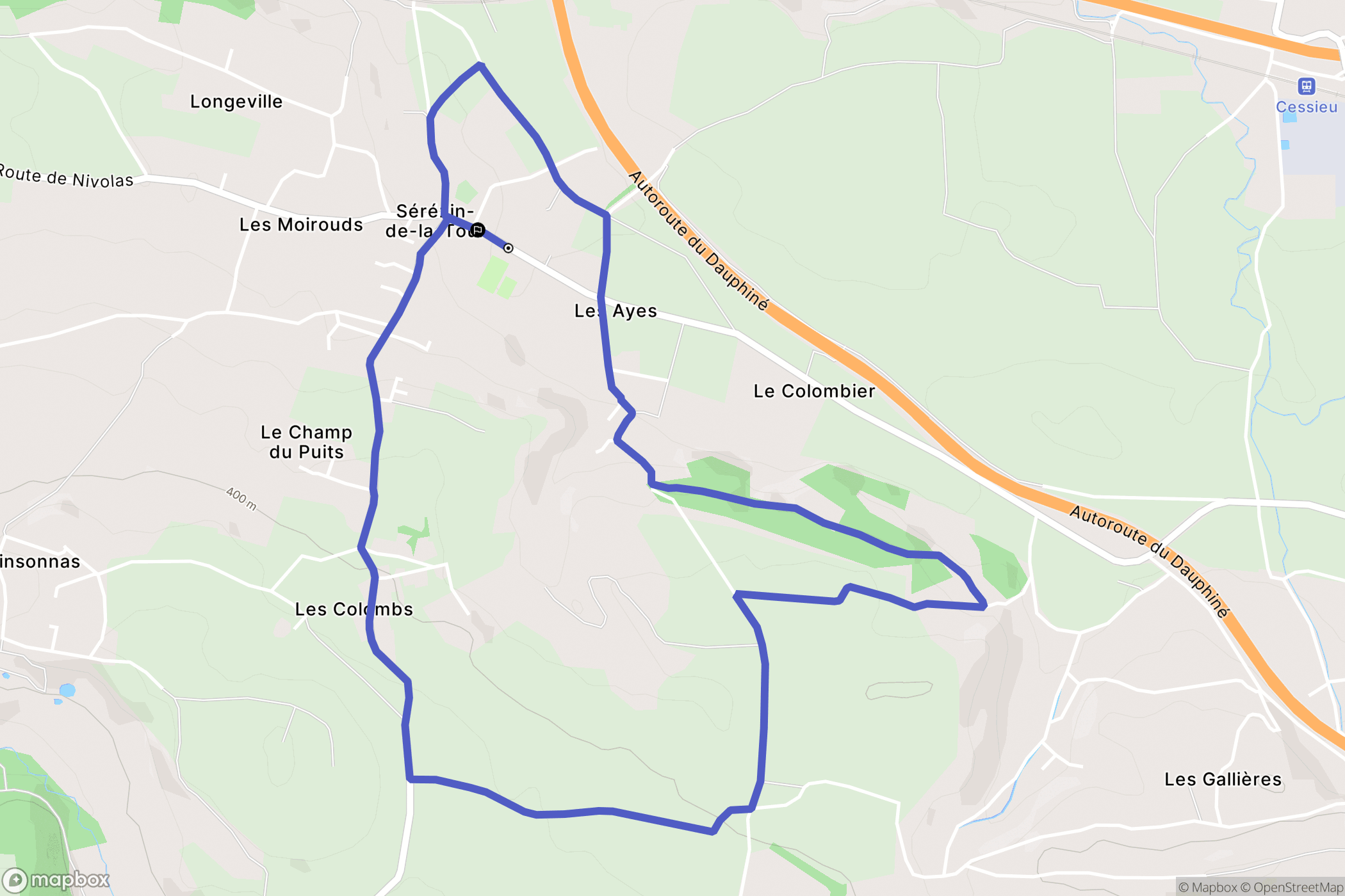 Sérézin-de-la-Tour : carte du parcours de randonnée - France