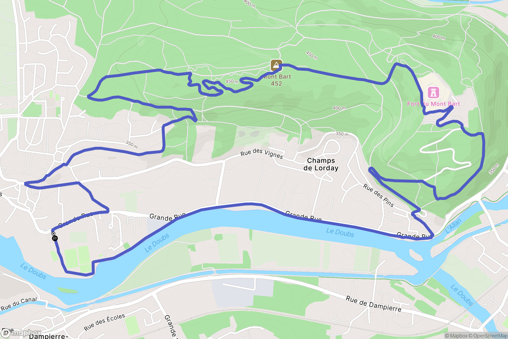 Bavans : carte du parcours de randonnée - France