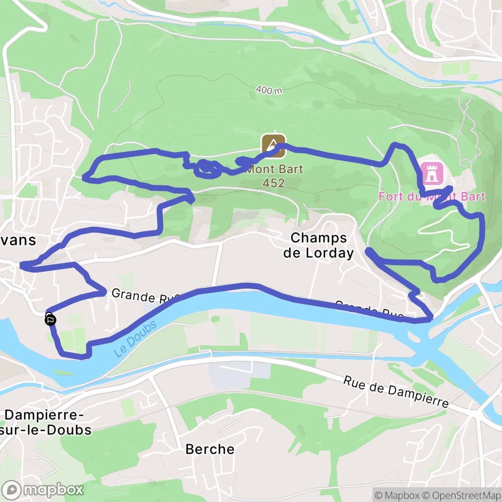 Bavans : carte du parcours de randonnée - France