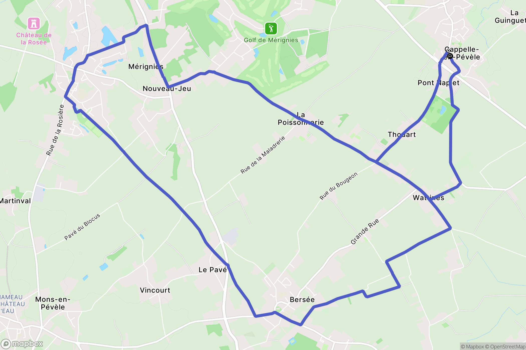 Cappelle-en-Pévèle : carte du parcours de randonnée - France