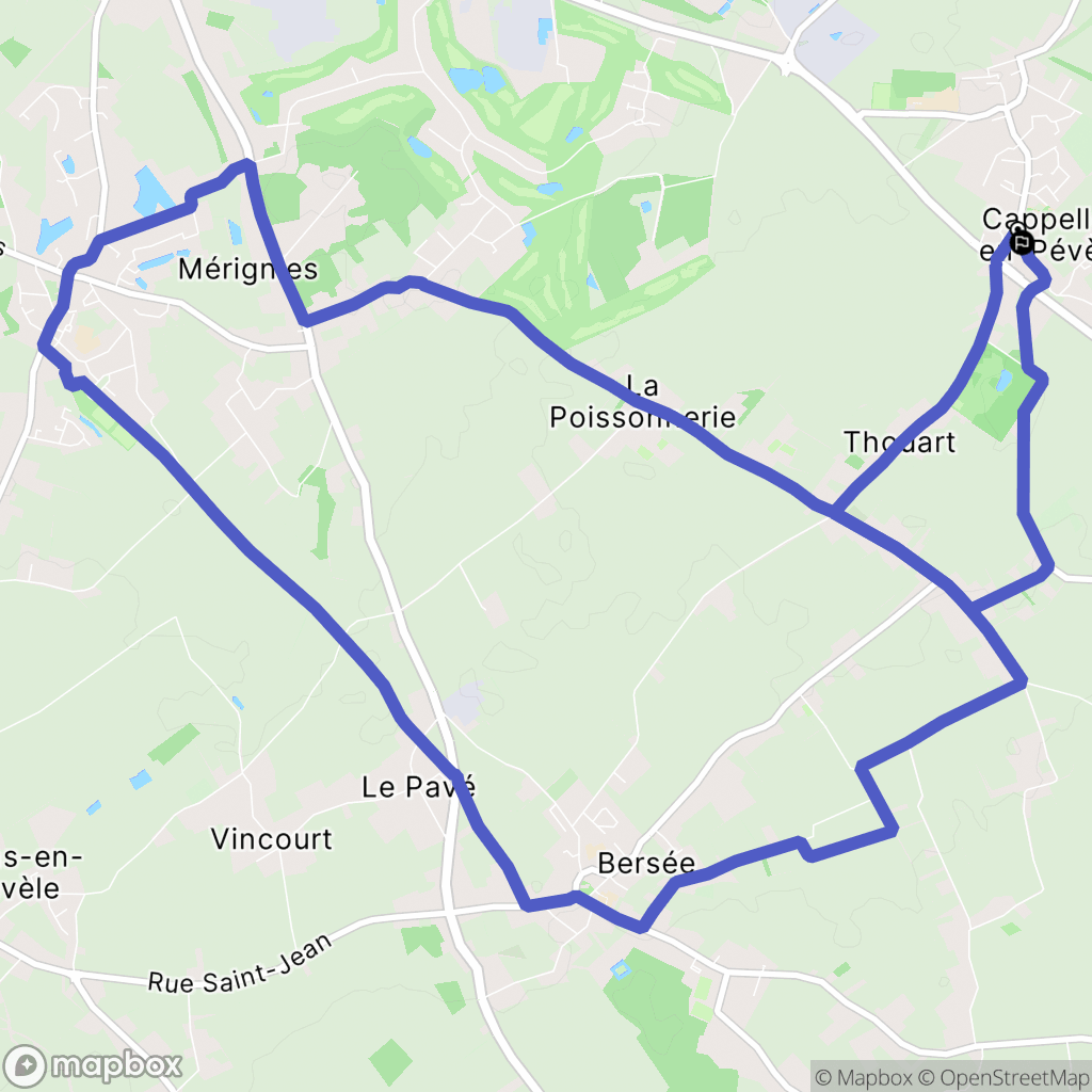 Cappelle-en-Pévèle : carte du parcours de randonnée - France