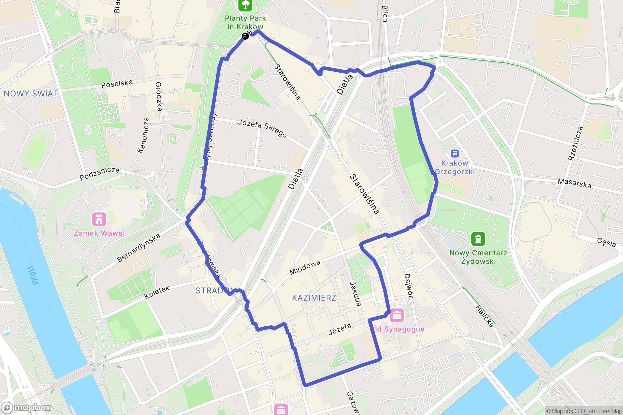 Kraków: mapa trasy - Poland