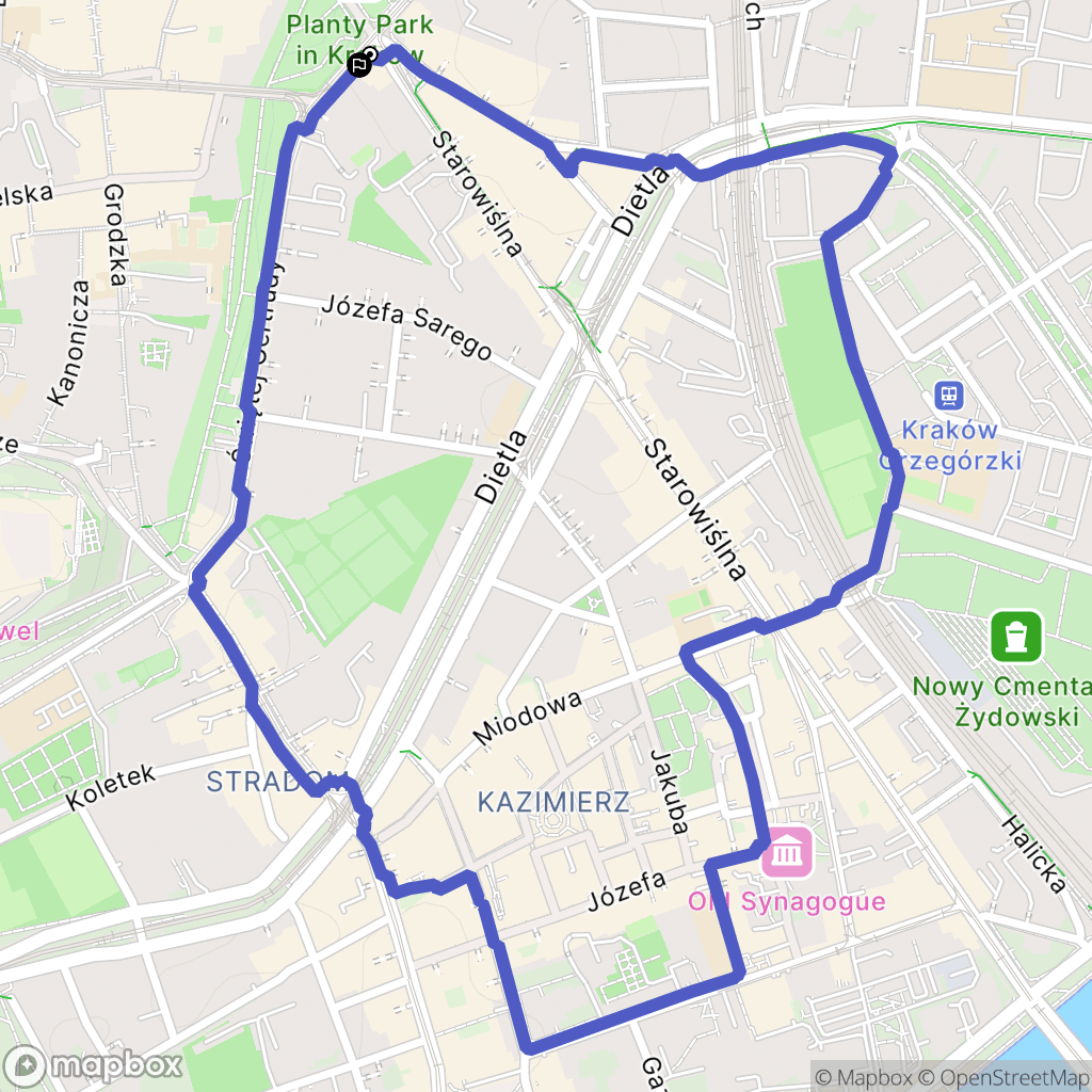 Kraków: mapa trasy - Poland