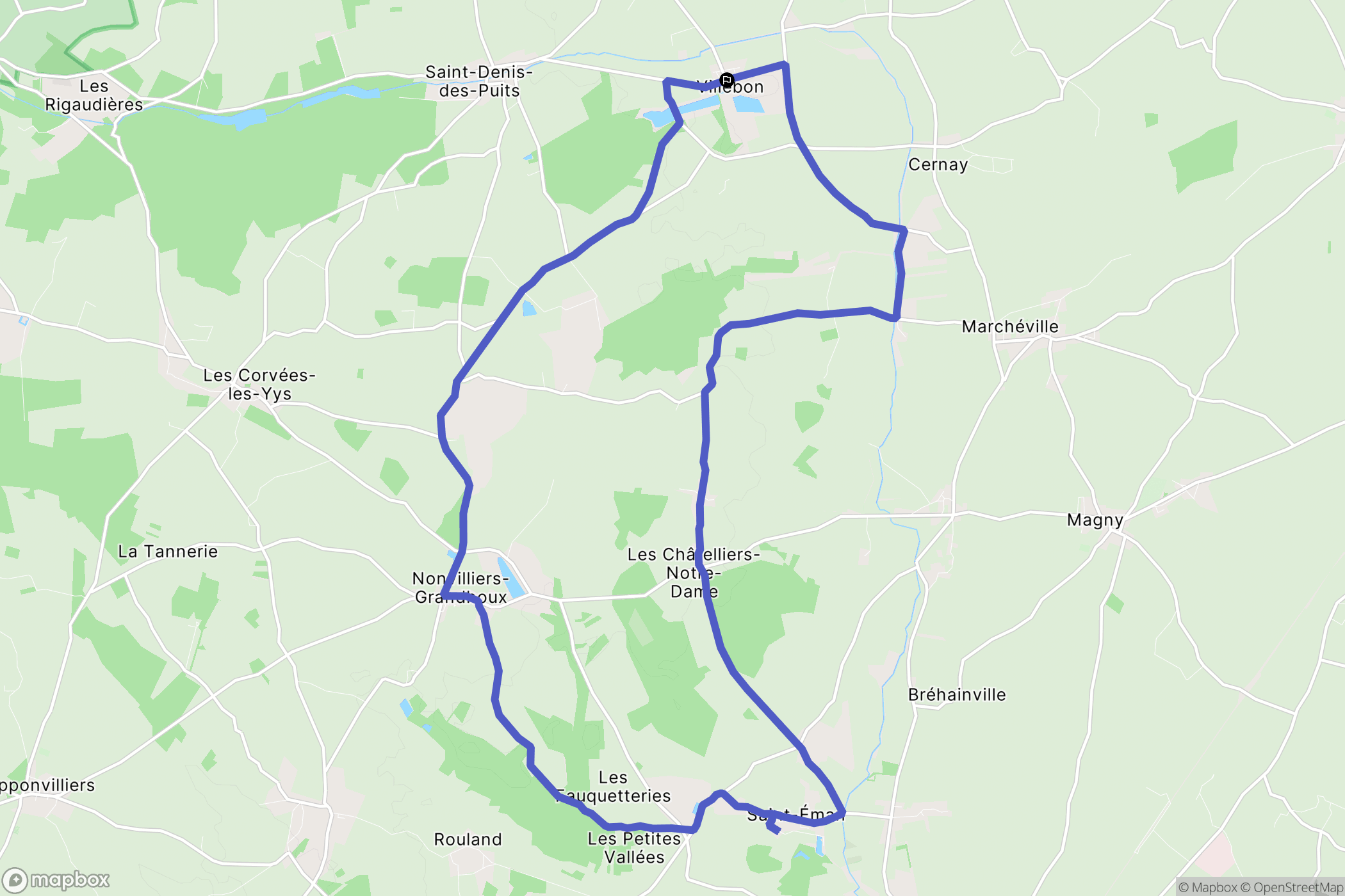 Villebon : carte du parcours de randonnée - France