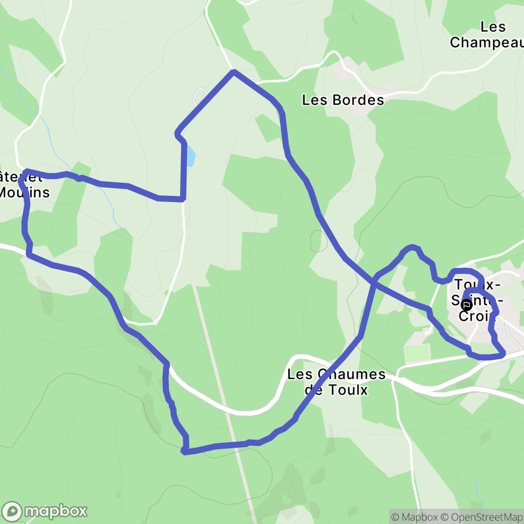 Toulx-Sainte-Croix : carte du parcours de randonnée - France