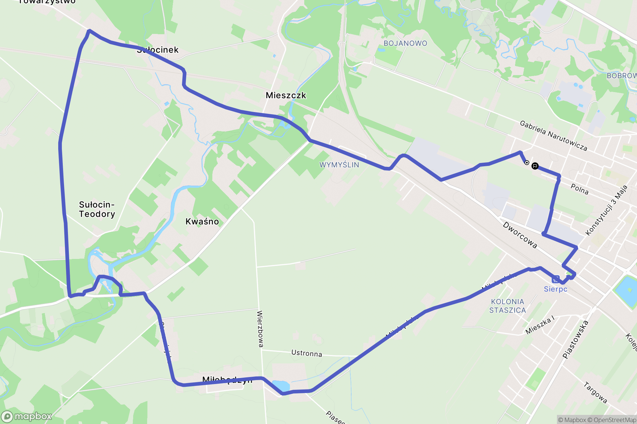 Sierpc: mapa trasy - Poland