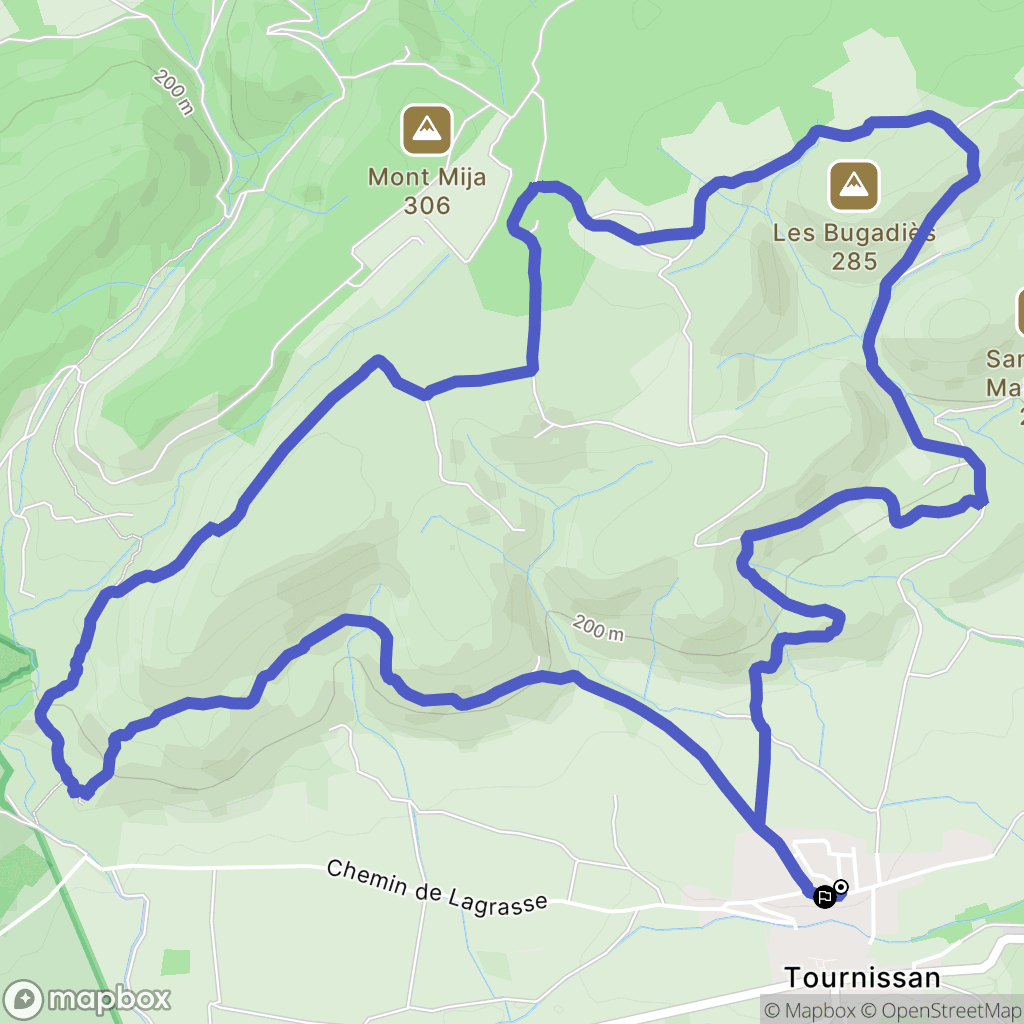 Tournissan : carte du parcours de randonnée - France
