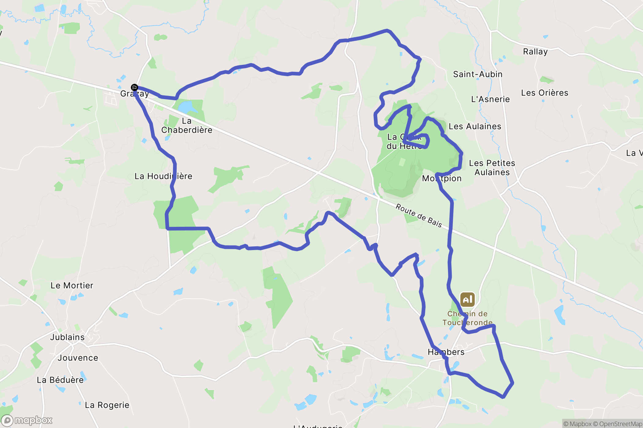 Grazay : carte du parcours de randonnée - France